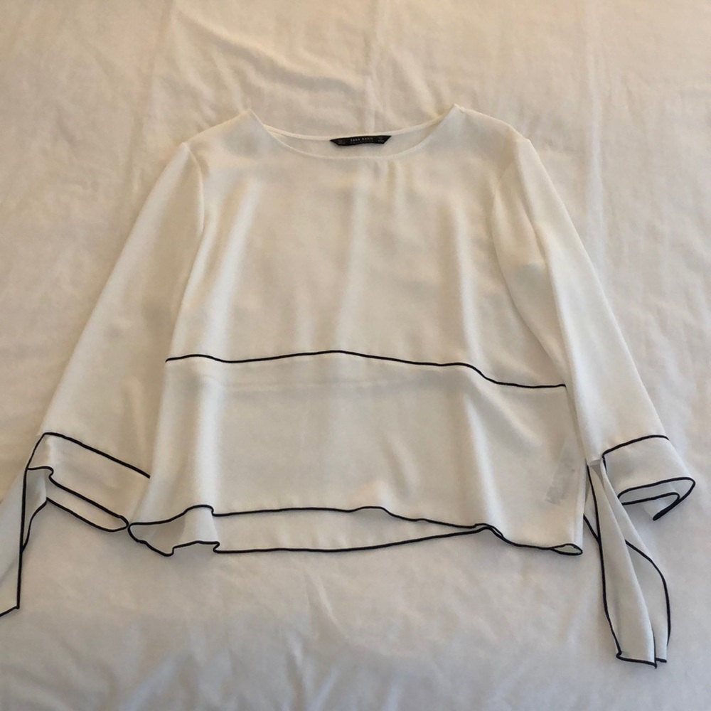 Zara Black and White Blouse Top